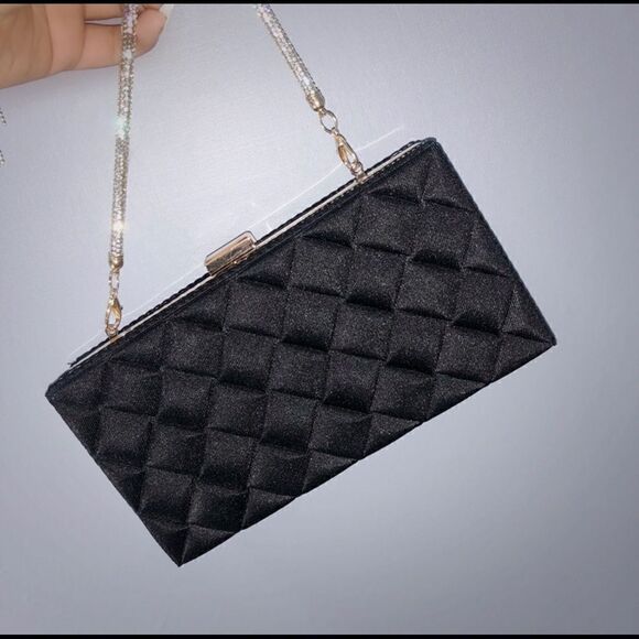 Black Bling Rhombi Rhinestone Purse clutch - Picture 5 of 6
